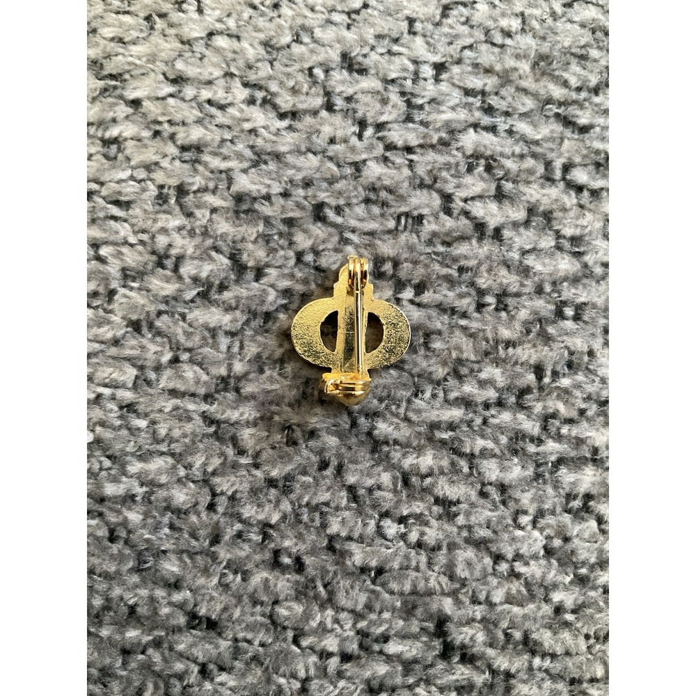 Beta Sigma Phi Sorority Pin Gold Tone Faux Seed Pearl Torch Pinback - Picture 3 of 4